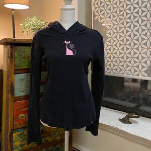 Black Hoodie with Pink Cat